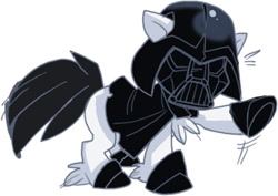 Size: 400x283 | Tagged: safe, artist:thegamercolt, oc, oc only, oc:thegamercolt, earth pony, pony, cape, clothes, costume, darth vader, fluf, foal, halloween, halloween costume, helmet, solo, star wars