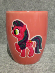 Size: 2646x3528 | Tagged: safe, artist:malte279, oc, oc only, oc:strawberry sunrise, pony, cup, high res, porcelain painting, solo, traditional art