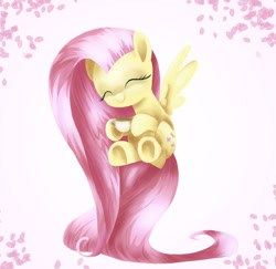 Size: 1280x1245 | Tagged: safe, artist:andromedasparkz, fluttershy, pegasus, pony, g4, big mane, big tail, cup, cute, daaaaaaaaaaaw, eyes closed, flying, large mane, shyabetes, simple background, smiling, solo, tail, teacup, underhoof