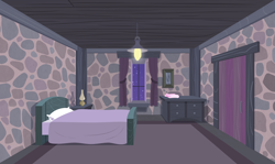 Size: 2346x1395 | Tagged: safe, artist:culu-bluebeaver, comic:the newcomer, background, bed, door, lamp, no pony, our town, starlight's room, vector, window
