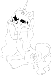 Size: 482x700 | Tagged: safe, artist:lullabyjak, izzy moonbow, pony, unicorn, g5, commission, hooves on cheeks, lineart, solo, squishy cheeks, wip