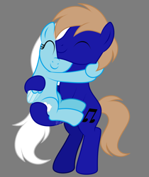 Size: 1491x1779 | Tagged: safe, artist:feather_bloom, artist:katsubases, oc, oc only, oc:blue_skies, oc:feather bloom(fb), oc:feather_bloom, earth pony, pegasus, pony, base used, bipedal, bridal carry, butt touch, carrying, couple, cuddling, cute, duo, eyelashes, eyes closed, female, hoof on butt, hug, in love, male, mare, oc x oc, pony on pony action, shipping, show accurate, simple background, smiling, stallion, stallion on mare, straight