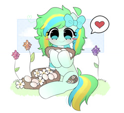 Size: 1149x1044 | Tagged: safe, artist:arwencuack, oc, oc only, earth pony, pony, commission, cute, egg, flower, love, simple background, solo, white background