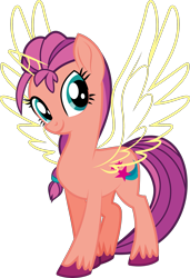 Size: 1637x2392 | Tagged: safe, anonymous artist, derpibooru exclusive, sunny starscout, alicorn, earth pony, pony, g5, my little pony: a new generation, spoiler:my little pony: a new generation, .svg available, artificial wings, augmented, cardboard twilight, eyelashes, female, happy birthday mlp:fim, horn, magic, magic wings, mare, mlp fim's eleventh anniversary, race swap, simple background, smiling, solo, sunnycorn, svg, transparent background, unshorn fetlocks, vector, wings