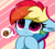 Size: 4292x3824 | Tagged: safe, artist:kittyrosie, rainbow dash, pegasus, pony, g4, :c, abstract background, begging, blushing, cookie, cute, daaaaaaaaaaaw, dashabetes, female, floppy ears, food, frown, kittyrosie is trying to murder us, looking at you, mare, signature, solo, sparkly eyes, speech bubble, weapons-grade cute, wingding eyes