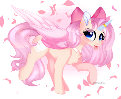 Size: 6700x5500 | Tagged: safe, artist:2pandita, oc, oc only, alicorn, pony, absurd resolution, bow, female, hair bow, mare, solo, tongue out