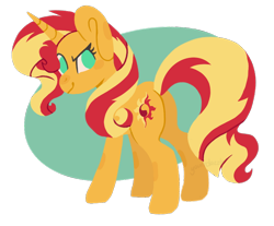 Size: 742x614 | Tagged: safe, artist:wholesomeponies, artist:yourrdazzle, sunset shimmer, pony, unicorn, g4, butt, circle, female, looking at you, mare, no pupils, plot, simple background, solo, transparent background