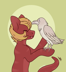 Size: 2500x2700 | Tagged: safe, artist:buy_some_apples, oc, oc only, bird, crow, lamia, original species, albino, happy, high res, solo