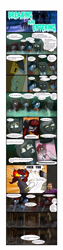 Size: 4840x19241 | Tagged: safe, artist:tranzmuteproductions, oc, oc only, oc:curse word, oc:tranzmute, bat pony, pony, unicorn, angry, bat pony oc, dialogue, female, haunted house, horn, male, mare, scared