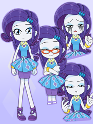 Size: 1668x2224 | Tagged: safe, alternate version, artist:batipin, rarity, equestria girls, g4, breasts, busty rarity, female, geode of shielding, glasses, magical geodes, makeup, mascara