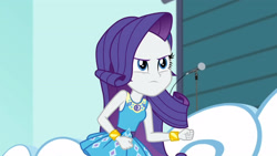 Size: 3410x1920 | Tagged: safe, screencap, rarity, equestria girls, equestria girls specials, g4, my little pony equestria girls: better together, my little pony equestria girls: rollercoaster of friendship, bracelet, female, geode of shielding, hairpin, high res, jewelry, magical geodes, rarity peplum dress, solo