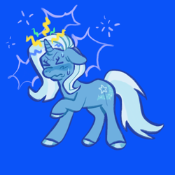 Size: 640x640 | Tagged: safe, artist:phobohobo, trixie, pony, unicorn, g4, abstract background, cute, cutie mark, diatrixes, eyelashes, horn, magic, solo, sweat, tail, unshorn fetlocks, wavy mouth