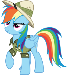 Size: 3000x3294 | Tagged: safe, artist:cloudy glow, artist:yanoda, rainbow dash, pegasus, pony, daring doubt, g4, .ai available, clothes, cutie mark, female, hat, high res, mare, raised hoof, simple background, solo, transparent background, vector
