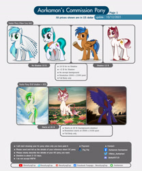 Size: 3000x3600 | Tagged: safe, oc, oc only, alicorn, earth pony, pegasus, pony, unicorn, advertisement, commission, commission info, high res, solo