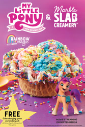 Size: 1728x2592 | Tagged: safe, sunny starscout, g5, my little pony: a new generation, advertisement, food, ice cream, marble slab creamery, rainbow magic ice cream