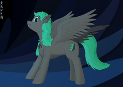 Size: 7016x4961 | Tagged: safe, artist:laykeen, derpibooru exclusive, oc, oc only, oc:raven wave, pegasus, pony, animal costume, bird costume, clothes, costume, music, raven costume, simple background, solo