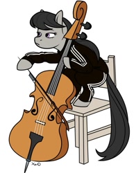 Size: 987x1280 | Tagged: safe, artist:xwosya, octavia melody, earth pony, pony, g4, adidas, bored, bow (instrument), cello, chair, gopnik, music, musical instrument, ponified human photo, simple background, solo, squatting, tracksuit, white background