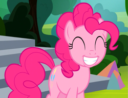 Size: 769x588 | Tagged: safe, screencap, pinkie pie, earth pony, pony, g4, horse play, my little pony: friendship is magic, season 8, ^^, cropped, cute, diapinkes, eyes closed, female, grin, mare, pinkie smile, smiling, solo