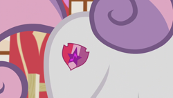 Size: 1280x720 | Tagged: safe, screencap, sweetie belle, pony, unicorn, crusaders of the lost mark, g4, season 5, butt only, cutie mark, female, filly, hip, pictures of butts, solo, sweetie butt