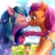 Size: 1000x1000 | Tagged: safe, artist:xx_moonbunny_xx, hitch trailblazer, izzy moonbow, sunny starscout, earth pony, pony, unicorn, g5, my little pony: a new generation, duo focus, eyes closed, female, heart, kiss on the lips, kissing, lesbian, lesbian in front of boys, male, mare, open mouth, ship:moonscout, shipping, signature, stallion, trio