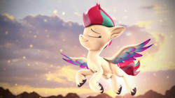 Size: 3840x2160 | Tagged: safe, artist:psfmer, zipp storm, pegasus, pony, g5, 3d, download at source, eyes closed, flying, high res, mohawk, solo, source filmmaker, spread wings, unshorn fetlocks, wings