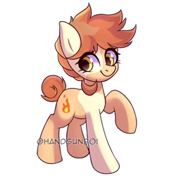 Size: 1200x1200 | Tagged: safe, artist:handgunboi, oc, oc only, oc:flame egg, earth pony, pony, coat markings, commission, female, looking at you, mare, simple background, smiling, white background