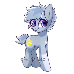 Size: 1200x1200 | Tagged: safe, artist:handgunboi, oc, oc only, oc:silver bolt, earth pony, pony, commission, female, looking at you, mare, simple background, smiling, solo, white background