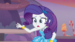 Size: 3410x1920 | Tagged: safe, screencap, rarity, equestria girls, equestria girls specials, g4, my little pony equestria girls: better together, my little pony equestria girls: rollercoaster of friendship, bracelet, female, geode of shielding, hairpin, high res, jewelry, magical geodes, open mouth, rarity peplum dress, solo