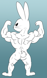 Size: 775x1270 | Tagged: safe, artist:fdw58842, artist:sepiakeys, color edit, edit, angel bunny, rabbit, anthro, g4, animal, colored, digital art, male, muscles, muscular male, rear view