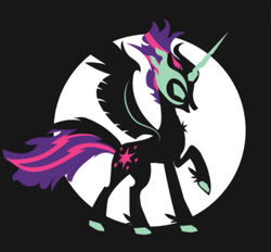 Size: 515x478 | Tagged: safe, artist:samoht-lion, sci-twi, twilight sparkle, alicorn, pony, equestria girls, g4, equestria girls ponified, female, mare, midnight sparkle, ponified, raised hoof, silhouette, solo, spread wings, wings