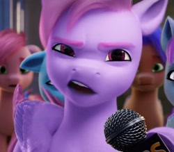 Size: 801x702 | Tagged: safe, edit, edited screencap, screencap, pegasus, pony, g5, my little pony: a new generation, comet tail (g5), cropped, microphone, scooby-doo!, zephyr heights