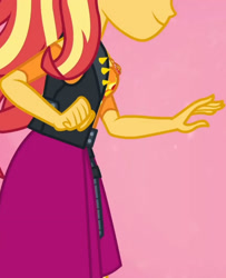 Size: 1920x2366 | Tagged: safe, screencap, sunset shimmer, equestria girls, equestria girls specials, g4, my little pony equestria girls: better together, my little pony equestria girls: rollercoaster of friendship, boobshot, clothes, cropped, cutie mark, cutie mark on clothes, female, geode of empathy, high res, jacket, jewelry, leather, leather jacket, magical geodes, necklace, smiling, solo