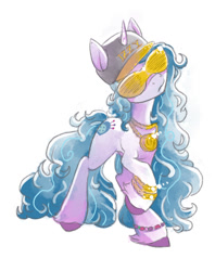 Size: 692x874 | Tagged: safe, artist:chordsy, artist:chordsykat, izzy moonbow, pony, unicorn, g5, my little pony: a new generation, baseball cap, bling, bracelet, cap, female, hat, izzy the rapper, jewelry, mare, necklace, rapper, shutter shades, simple background, solo, sunglasses, white background