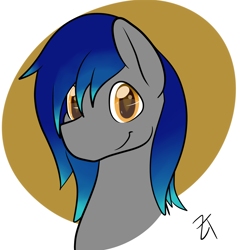 Size: 3000x3000 | Tagged: safe, artist:zombietator, oc, oc only, oc:frostbite, earth pony, pony, abstract background, bust, earth pony oc, high res, male, signature, smiling, solo, stallion