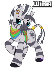 Size: 2654x3790 | Tagged: safe, artist:cuervo-of-cristal, oc, oc only, pony, zebra, ear piercing, high res, jewelry, male, piercing, raised hoof, ring, simple background, smiling, solo, stallion, tail, tail ring, transparent background, zebra oc
