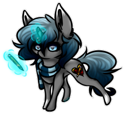 Size: 677x624 | Tagged: safe, artist:sketchytwi, oc, oc only, oc:sketchy, pony, unicorn, clothes, female, glowing, glowing horn, horn, magic, mare, scarf, simple background, solo, stylus, telekinesis, transparent background, unicorn oc