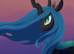 Size: 1363x996 | Tagged: safe, artist:dusthiel, queen chrysalis, changeling, changeling queen, g4, crown, female, gradient background, jewelry, ponytober, regalia, simple background, solo