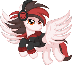 Size: 6992x6262 | Tagged: safe, artist:cyanlightning, oc, oc:bang kancil, pegasus, pony, .svg available, absurd resolution, clothes, headphones, hoodie, male, simple background, stallion, transparent background, vector