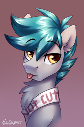 Size: 2000x3000 | Tagged: safe, artist:jedayskayvoker, oc, oc only, oc:ironsides, earth pony, pony, adorkable, blatant lies, bust, cute, dork, high res, i'm not cute, icon, male, patreon, patreon reward, portrait, silly goose, solo, stallion, tsundere, weapons-grade cute