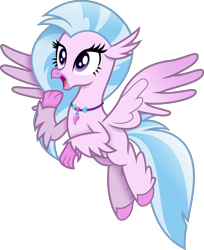 Size: 3506x4301 | Tagged: safe, artist:anime-equestria, silverstream, classical hippogriff, hippogriff, cute, diastreamies, female, flying, happy, jewelry, necklace, simple background, solo, transparent background, vector, wings