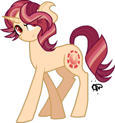 Size: 866x925 | Tagged: safe, artist:gallantserver, oc, oc only, oc:helia tempest, pony, unicorn, female, magical lesbian spawn, mare, offspring, parent:sunset shimmer, parent:tempest shadow, simple background, solo, transparent background