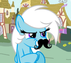 Size: 318x282 | Tagged: safe, artist:feather_bloom, oc, oc only, oc:feather bloom(fb), oc:feather_bloom, pegasus, pony, g4, animated, cute, eyelashes, facial hair, female, mare, mischevious, moustache, ponyville, rubbing hooves, show accurate, solo