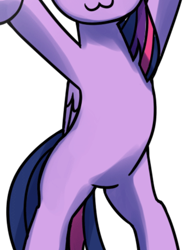 Size: 692x919 | Tagged: safe, artist:anticular, edit, twilight sparkle, alicorn, pony, ask sunshine and moonbeams, g4, :3, belly, bipedal, cropped, pictures of bellies, solo, twilight sparkle (alicorn)
