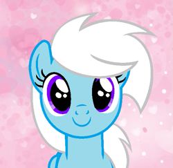 Size: 579x562 | Tagged: safe, artist:feather_bloom, oc, oc only, oc:feather bloom(fb), oc:feather_bloom, pegasus, pony, bust, cute, female, heart, looking at you, mare, pegasus oc, purple eyes, show accurate, smiling, smiling at you, solo, weapons-grade cute, white mane