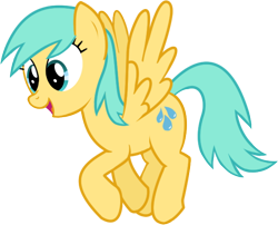 Size: 592x478 | Tagged: safe, artist:azgchip, sunshower raindrops, pegasus, pony, g4, background pony, digital art, female, flying, happy, mare, simple background, solo, transparent background