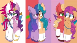 Size: 4096x2286 | Tagged: safe, artist:saveraedae, hitch trailblazer, izzy moonbow, pipp petals, sprout cloverleaf, sunny starscout, zipp storm, earth pony, pegasus, pony, unicorn, g5, magical mystery cure, my little pony: a new generation, badge, braid, cheek fluff, chest fluff, coat markings, colored eyebrows, colored hooves, colored pupils, colored wings, facial markings, female, floppy ears, frown, gold hooves, hooves, horn, male, mane five (g5), mare, new mane six (g5), open mouth, pale belly, raised hoof, sash, sheriff's badge, socks (coat markings), stallion, swapped cutie marks, unshorn fetlocks, what my cutie mark is telling me, wings