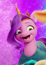 Size: 444x624 | Tagged: safe, screencap, pipp petals, pony, g5, my little pony: a new generation, esophagus, faic, fake horn, female, mare, open mouth, solo focus, uvula, volumetric mouth