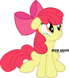 Size: 898x1010 | Tagged: safe, artist:oobrushstrokeoo, apple bloom, earth pony, pony, g4, adorabloom, crying, cute, female, filly, simple background, solo, transparent background