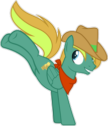 Size: 1119x1301 | Tagged: safe, artist:pegasski, oc, oc only, oc:texton, pegasus, pony, g4, bucking, hat, male, simple background, solo, stallion, transparent background