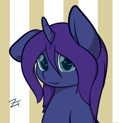 Size: 2800x2900 | Tagged: safe, artist:zombietator, oc, oc only, pony, unicorn, abstract background, female, high res, horn, mare, signature, smiling, unicorn oc